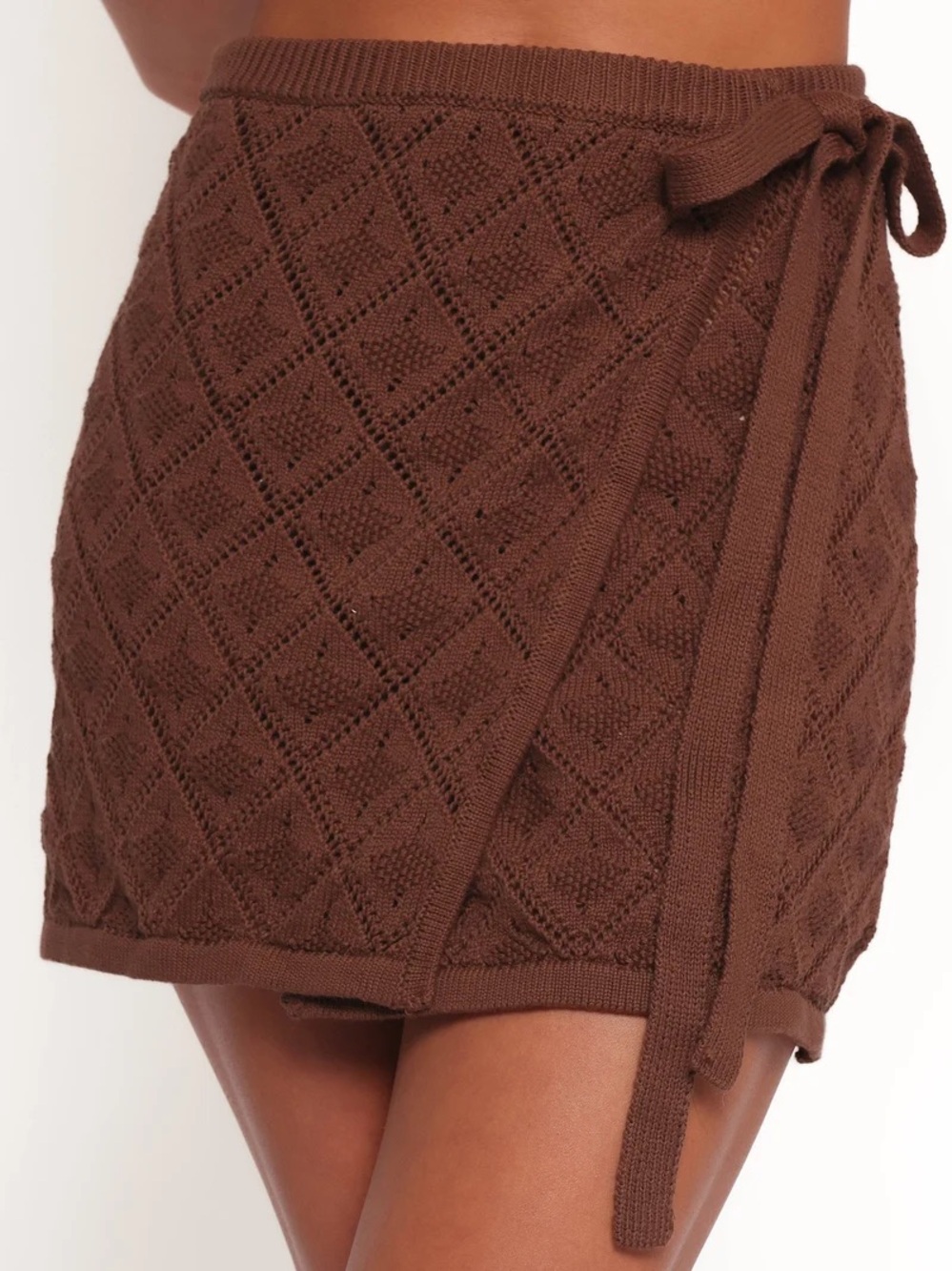 NWT Petal & Pup Palma Brown Knit Wrap Mini Skirt